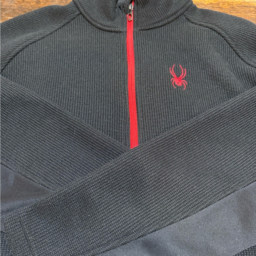 Spyder 1/4 Zip Sweater Black with Red Accents